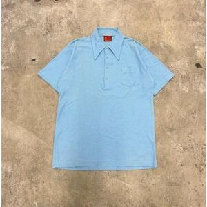 Vintage 70's Sears Kings Road Blue Polo Size M